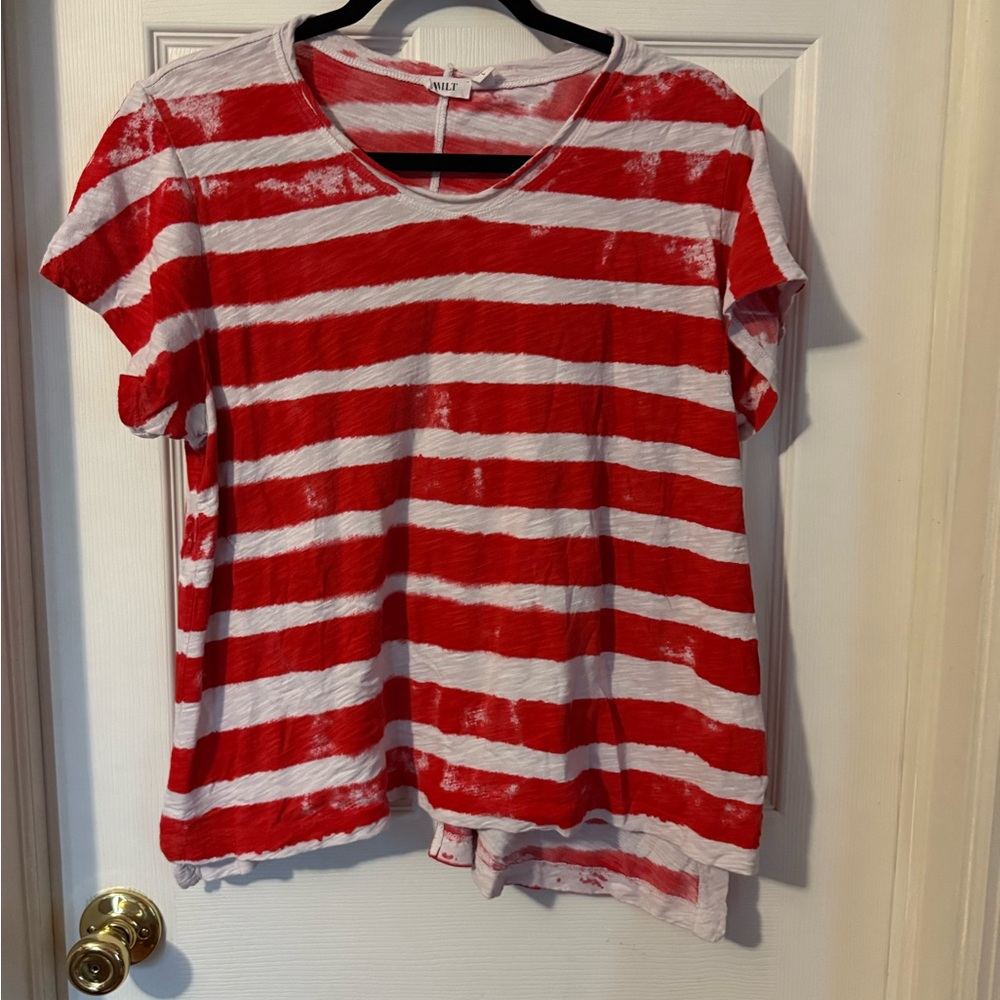 Wilt distressed Red and White Striped T-Shirt